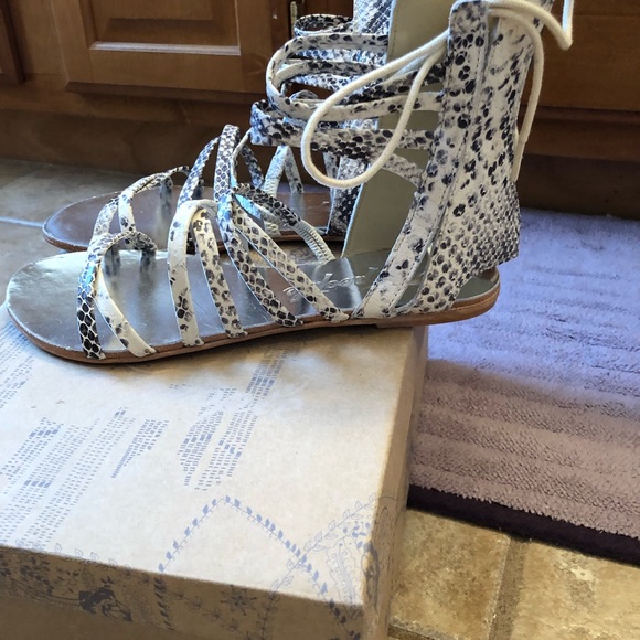 Snakeskin lace up Sandals - Picture 3 of 6